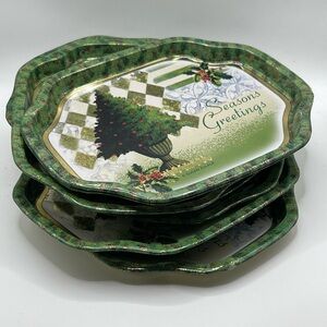 Vintage Susan Zulauf Seasons Greetings Holiday Serving Trays (x7)